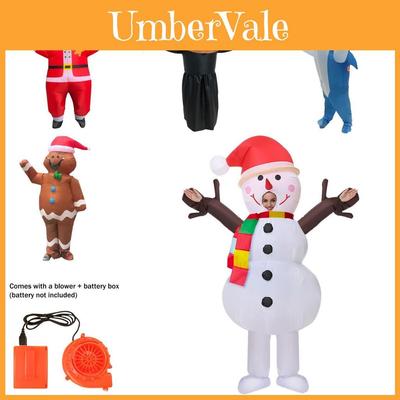 Costume Gonflable Adulte Père Noël Bonhomme de Neige Bonhomme en Pain d'Épices Pour Cosplay et Fêtes d'Halloween
