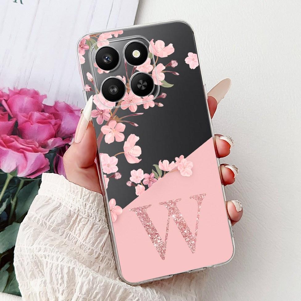 Clear For Honor 400Smart 5G LGN-NX1 Case For Honor 400 Smart Cover Luxury A-Z Letters Fashion Flowers Crown Soft Bumper Casing