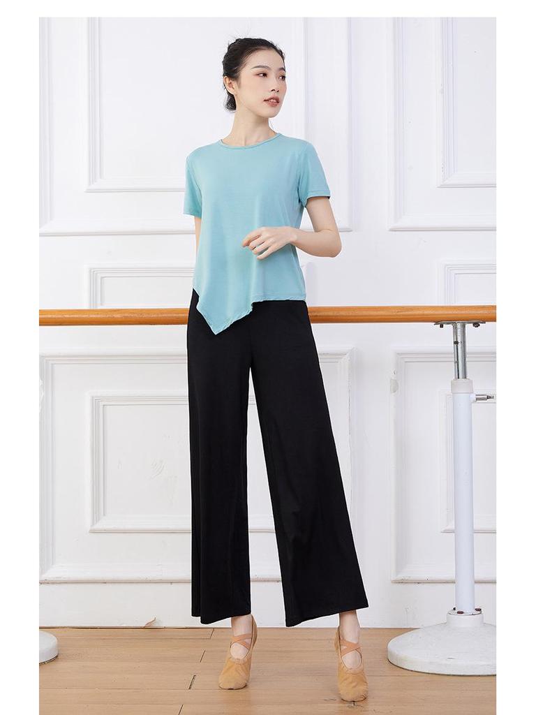Damen Übergröße Modern Dance Modal Weitbein-Hose für Frühling/Sommer - Locker, Klassischer Chinesischer Stil Übungskleidung