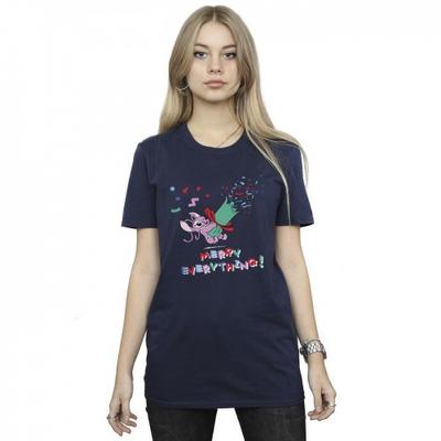 Damen/Damen Lilo und Stitch Angel Merry Everything Boyfriend-T-Shirt aus Baumwolle