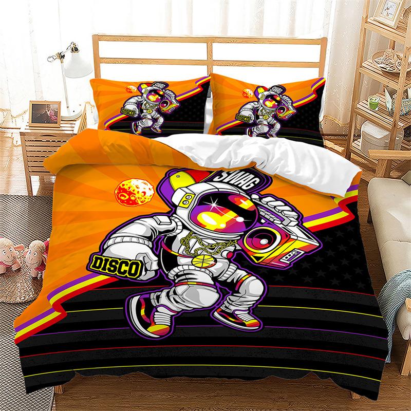 

For Boys Teens - Astronaut Duvet Cover Space Adventure Bedding Set Microfiber Rocket Ship Planets Stars Quilt Cover Twin Full King EU single(135x200cm)