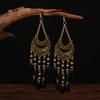 Bohemian Cross-Border Handmade Water Drop Rice Bead Tassel Earrings for Travel Photography