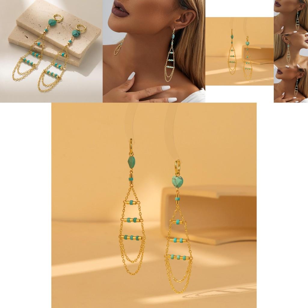 Modern Irregular Natural Stone Earrings With Elegant Gold Plating And Fringe