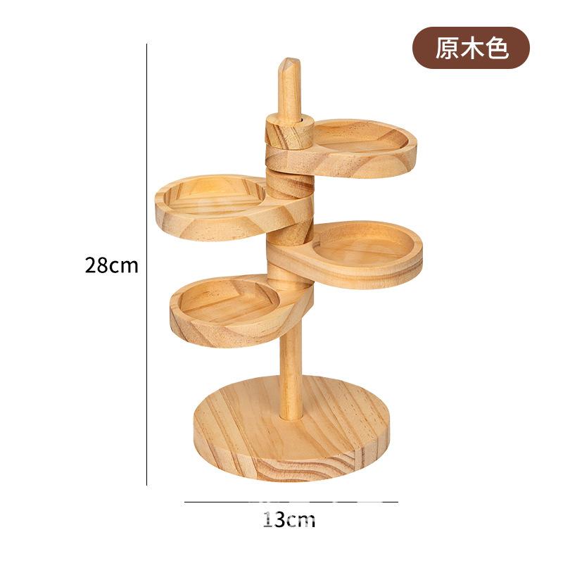 1set Solid Wood 360° Rotating Desktop Organizer - Multi-Tier Earring Ring Key Holder, Home Office Desk Storage, Jewelry Towers