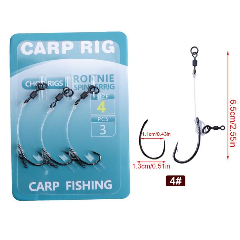 3pcs European-Style Carp Fishing Hooks With Bent Shank Anti-Weed Design High-Carbon Steel Rubber Bead Float Rig