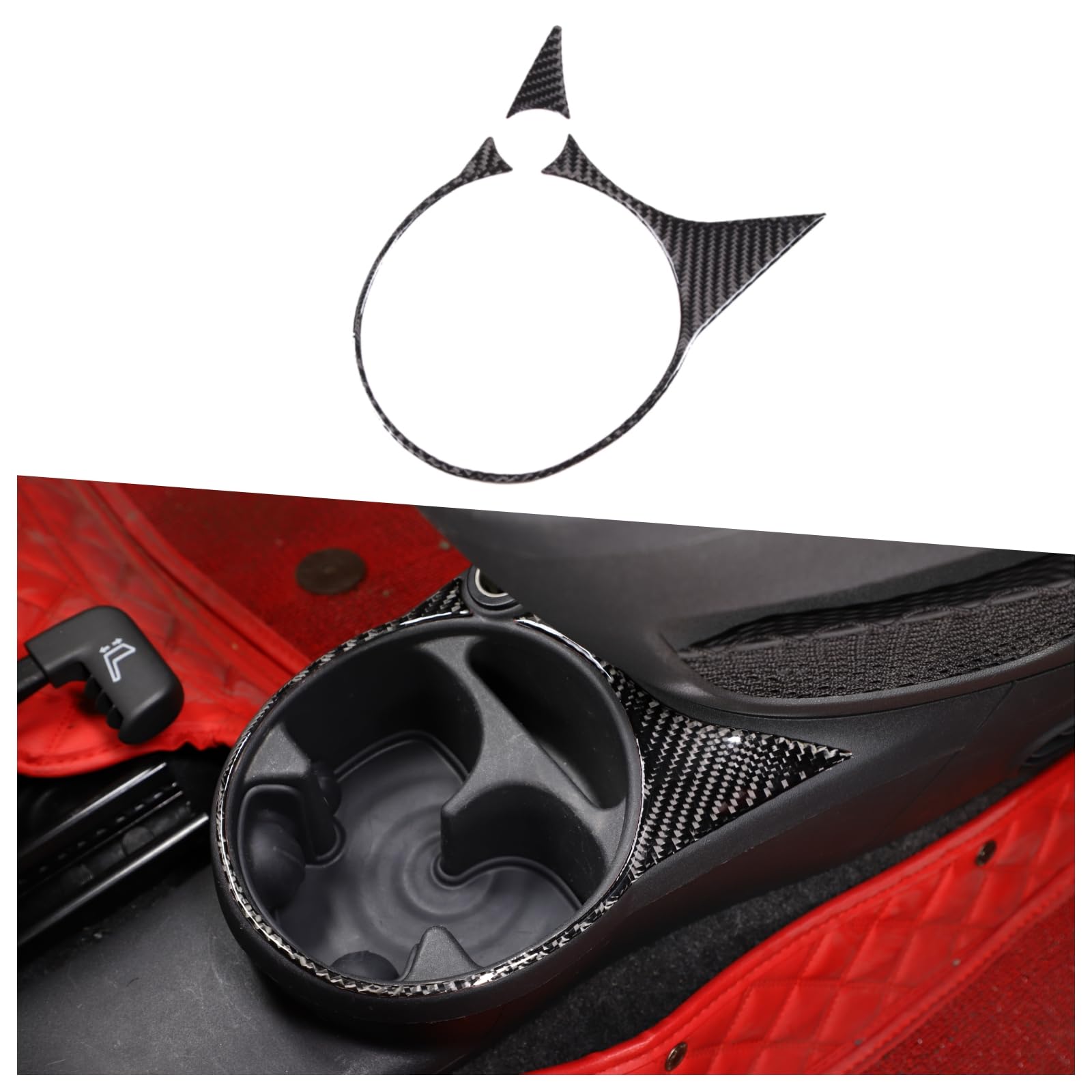 

Sauicemy Carbon Fiber Cup Holder Cup Holder Drink Holder Protective Interior Car Decorative Trim Kit for Fiat 500 Fiber Look Cup Cover, Sticker,