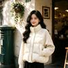 New knitted splicing sleeves short down cotton-padded jacket women's jacket winter stand-up collar loose thickened cotton-padded jacket women's clo
