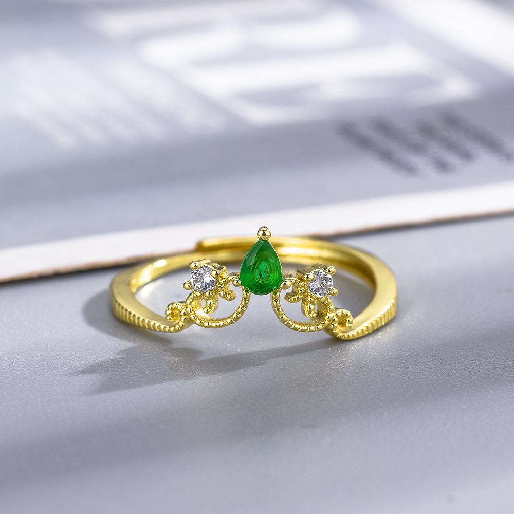 

Новое японское винтажное кольцо Seiko Emeralds с регулируемым размером для женщин, в винтажном стиле Adjustable opening зелёный