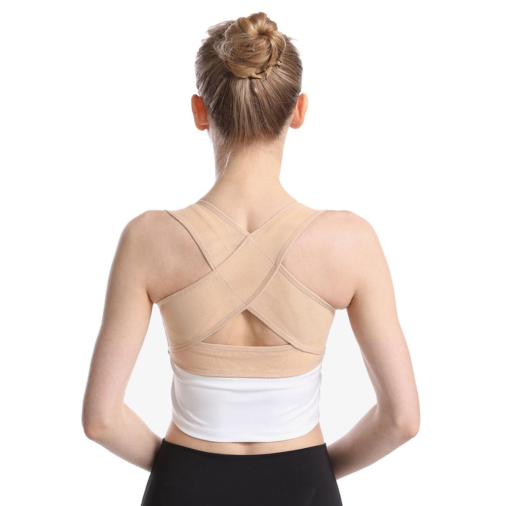 Haltungskorrektor Damen Oberer Rückenstützgurt Buckel Korrekturgürtel Riemen Hochziehen mit Bruststütze Hautfarbe M