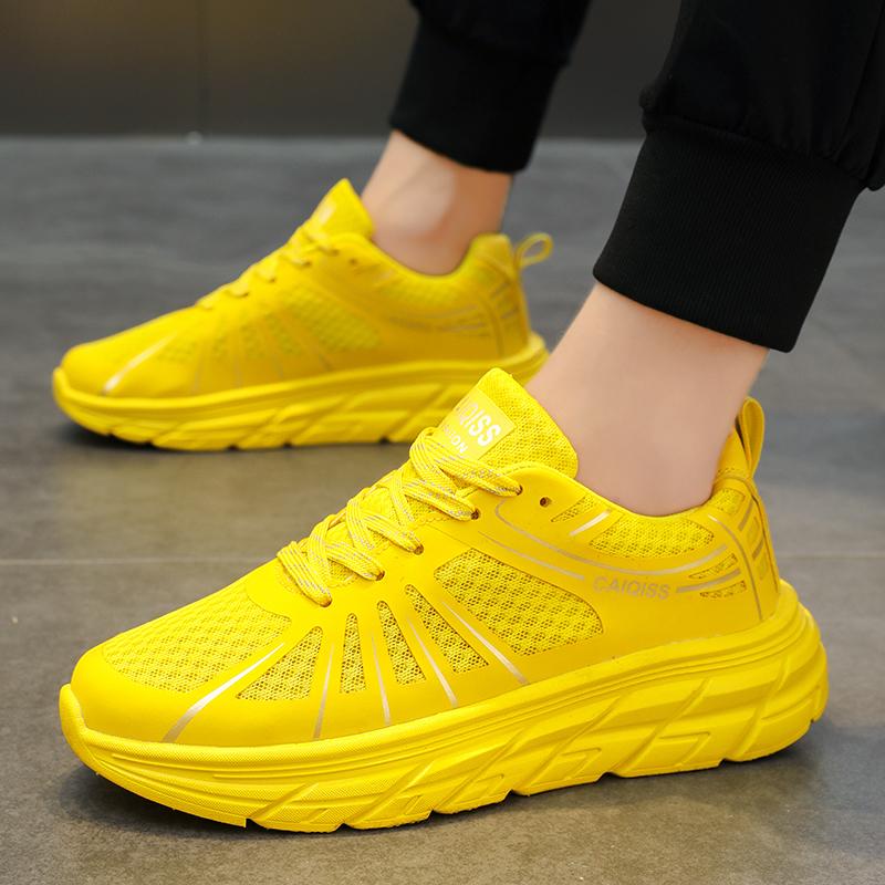 Men’s Black Sports Shoes Women White Running Sneakers Students Over Sized Basketball Shoes Couple Red Yellow Unisex Jogging Shoes