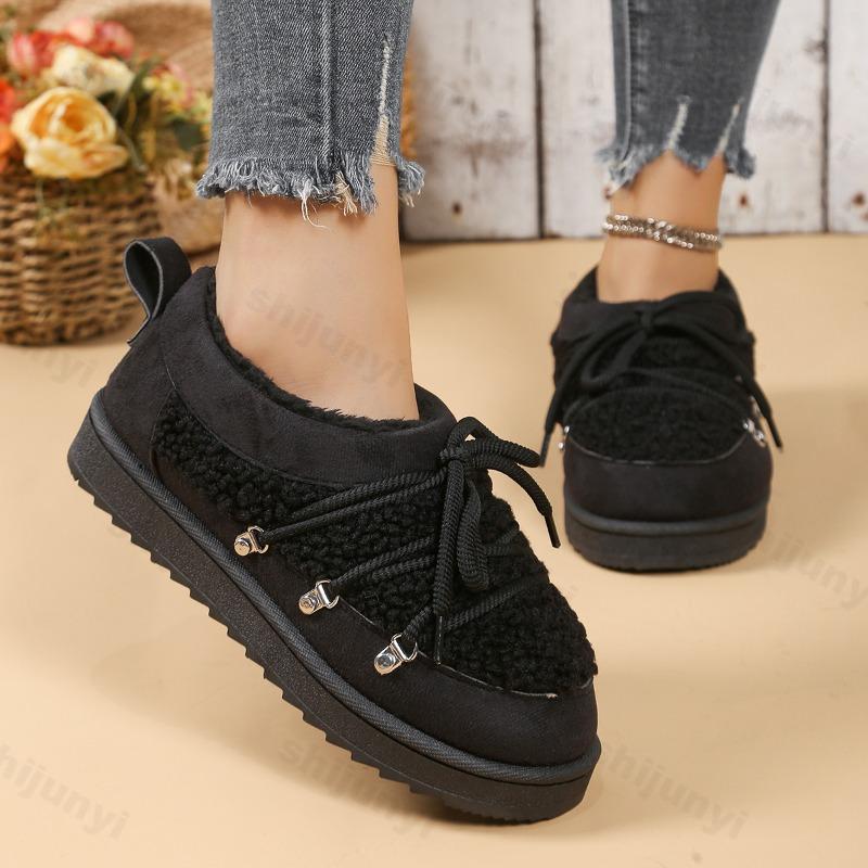 Fashion 2025 Winter Retro Low Top Thick Soled Casual Plush Snow Boots for Women's Warm Comforatble Versatile Fashion Chunky Cotton Boots