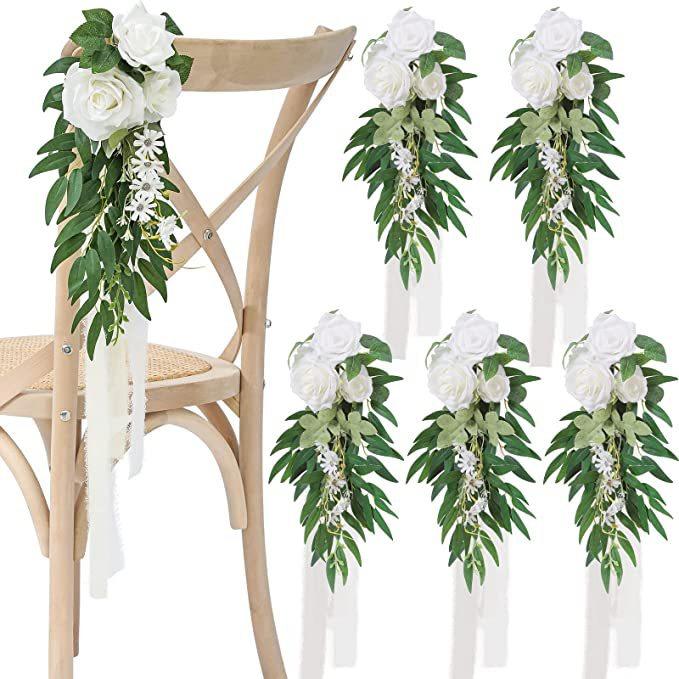 Simulation Chair Back Flower Mori Wedding Photography Props Hotel Chair Back Flower Outdoor Wedding Church Seat Decoration Flower