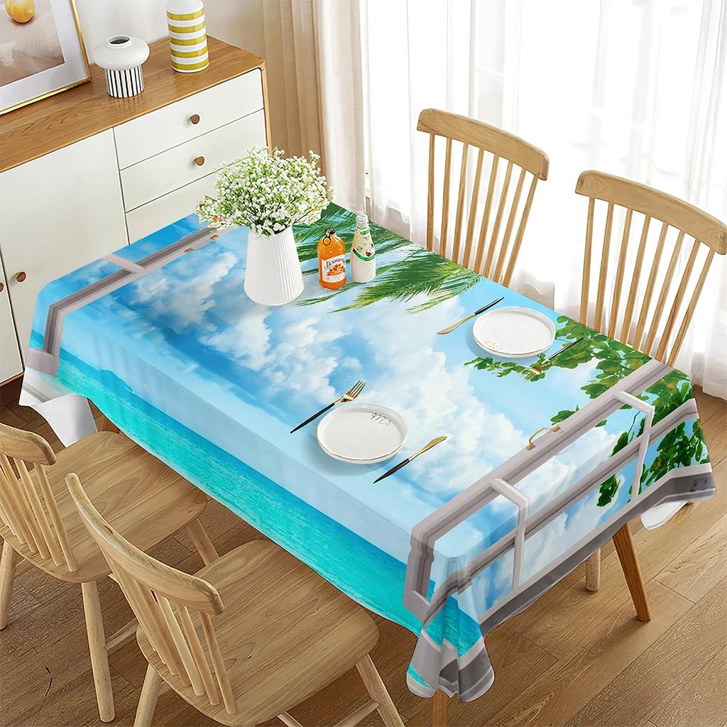 Scenery Outside The Window Tablecloth Beautiful Landscape Rectangular Table Cover for Coffee Table Dining Room Kitchen Decor