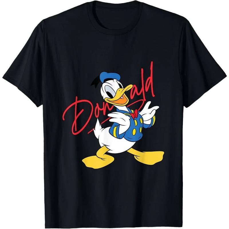T-shirt Moda Versatile Traspirante Assorbi Sudore Estate Classica a Maniche Corte con Topolino e Amici Paperino