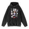 Cotone Pesante Lavato Retrò, Maglione Retrò Streetwear Anime con Cappuccio 440G