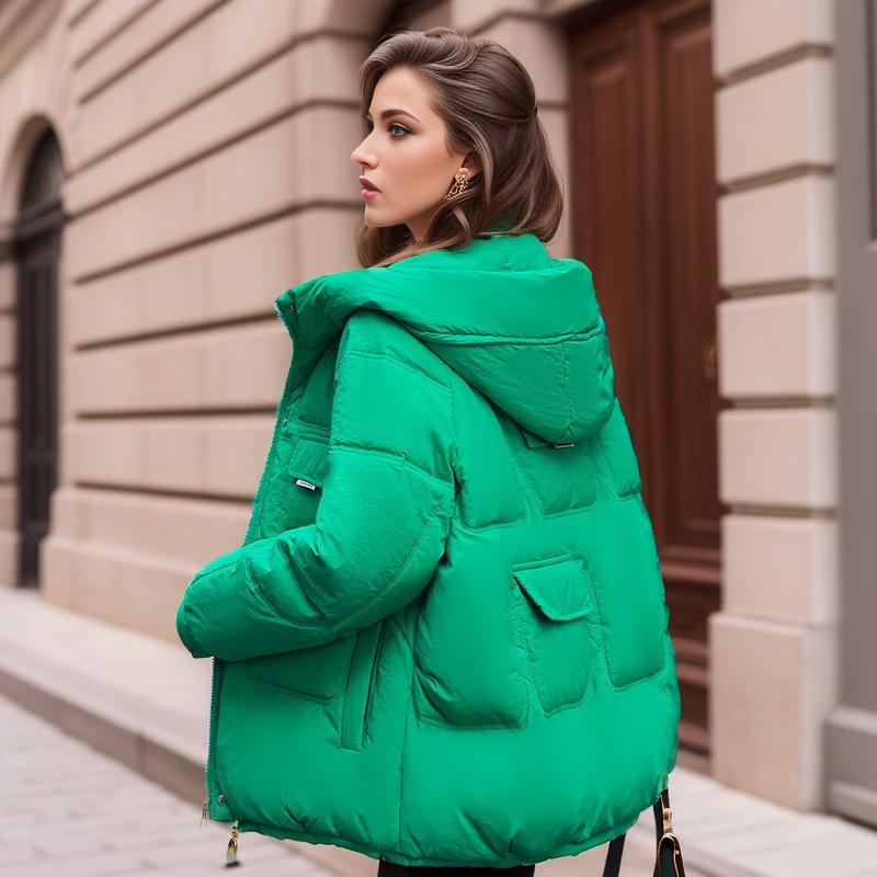 

Жіноче осінньо-зимове хлібне пальто Новий короткий стиль Осінньо-зимове вільне потовщене тепле повсякденне пальто з капюшоном Бавовняне пальто Тренд 2XL