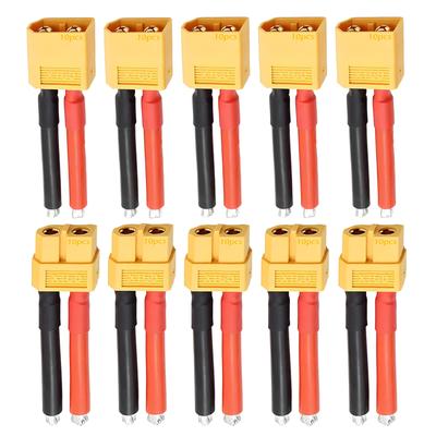 CowGoldChild XT60 Connectors, 10-Piece Plug Male and Female Connector Adapter with 40mm 12AWG Silicone Wire for Cables, Radio Control Models, RC