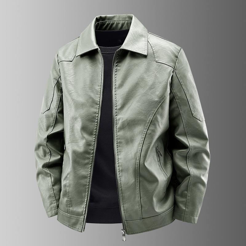 8XL Men's Leather Korean Business Casual Jacket Men's Spring Lapel Comfortable Plus Size Top