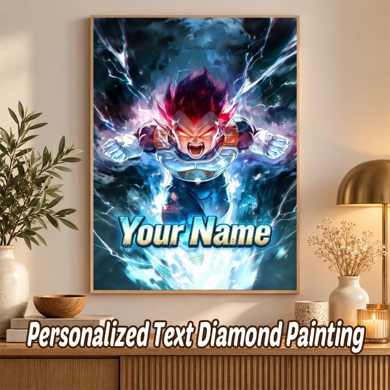 Dragon Ball Vegeta Custom Name Diamond Painting Personalized 5D Full Drill DIY Diamond Art Home Decor