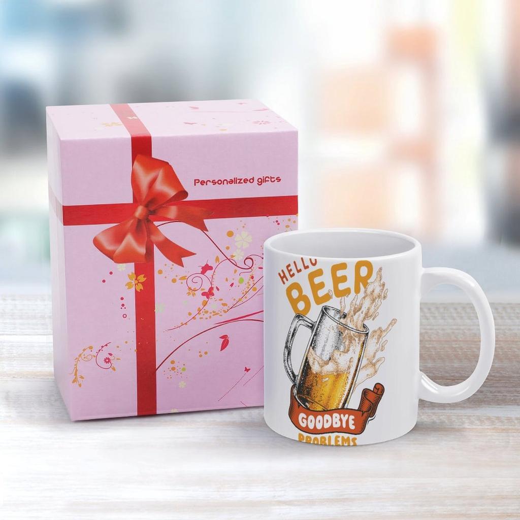 1pc 11oz Double-Sided Printed Ceramic Mug for Beer Fans, Perfect Daily Cup and Fun Surprise Gift