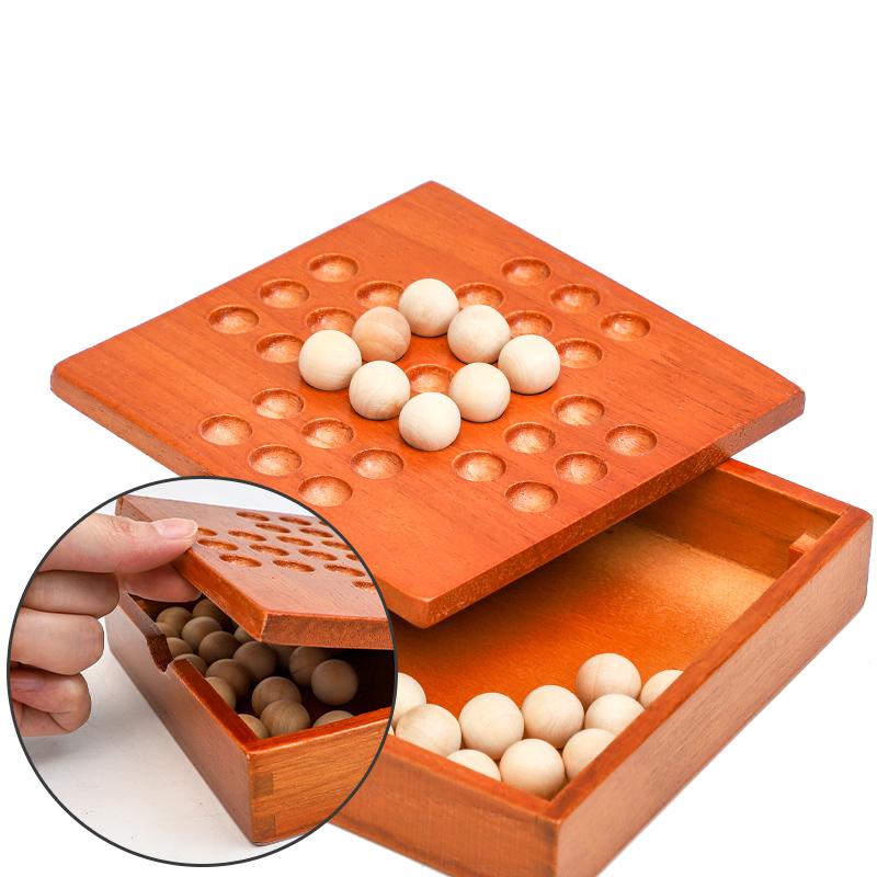 1Set Europa Brettspiel Einzelschach Peg Solitaire Diamant Unabhängig bewegen kognitive Fähigkeiten Spielzeug klassisches Lernspielzeug