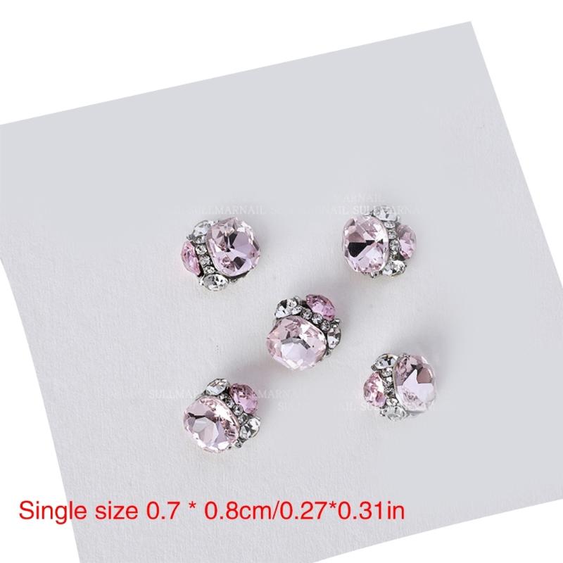 Pack of 5 Nails Art Charms 3D Nail Rhinestones Crystal Nail Gems Nails Art Decorations Nail Supplies for Acrylic Nails