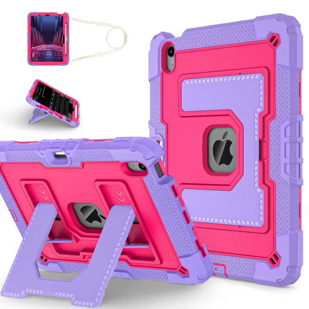 Tablet Case for iPad Air 11 (2025)/(2024)/iPad Air (2022)/(2020) Anti Drop PC + Silicone Cover with Kickstand Strap