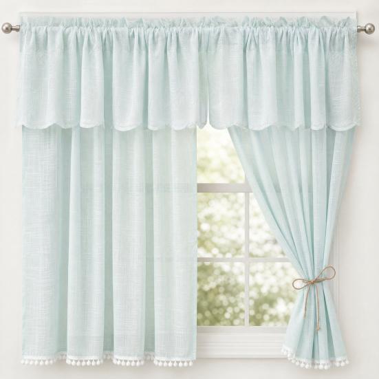 Lace Cafe Curtain, 59 Inch Length 2 Panels Set Short Cabinet Curtain, Farmhouse Rustic Under Desk Privacy Drape for Bathroom Kitchen