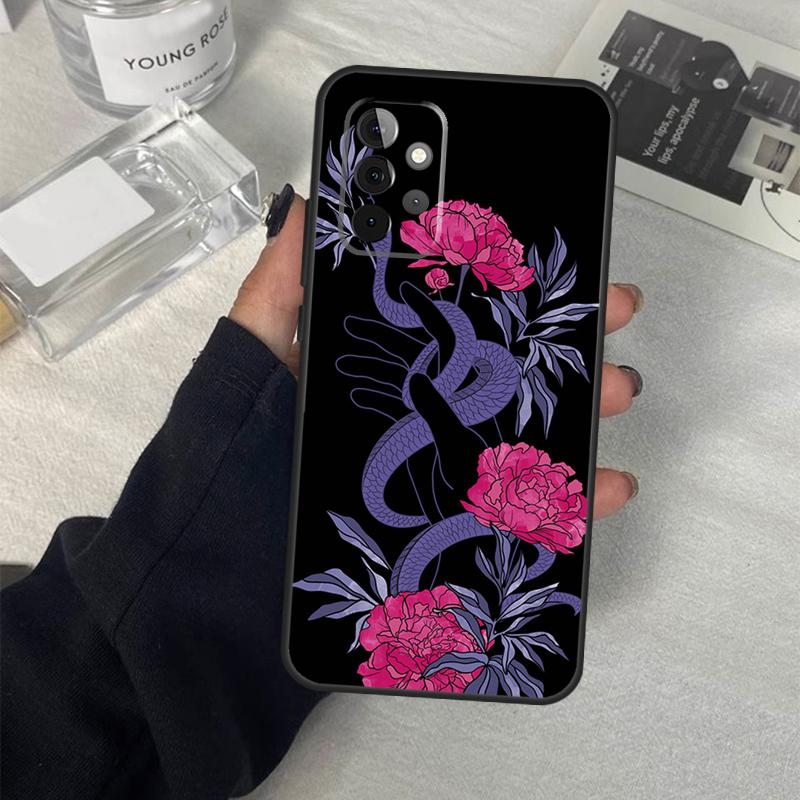 Snake Flower Case For Samsung Galaxy A06 A16 A26 A36 A56 A53 A32 A52 A33 A13 A55 A35 A15 A14 A34 A54 A17