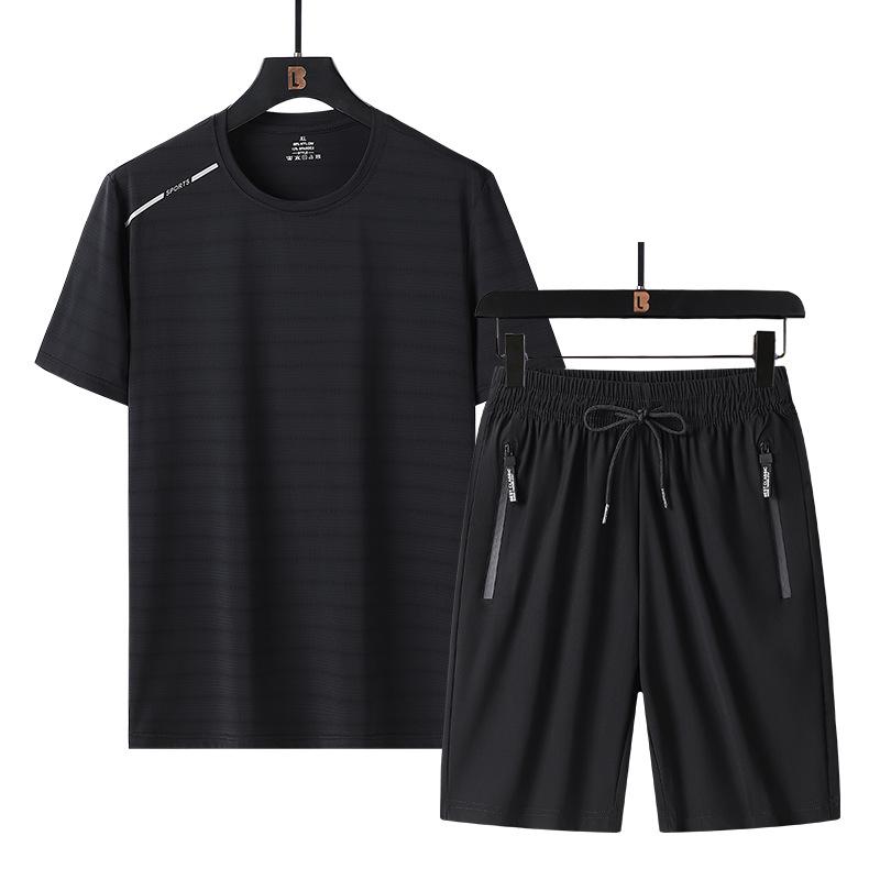 Herren Schnelltrocknender Eisseiden Sportanzug - Sommer Kurzarm & Shorts Set