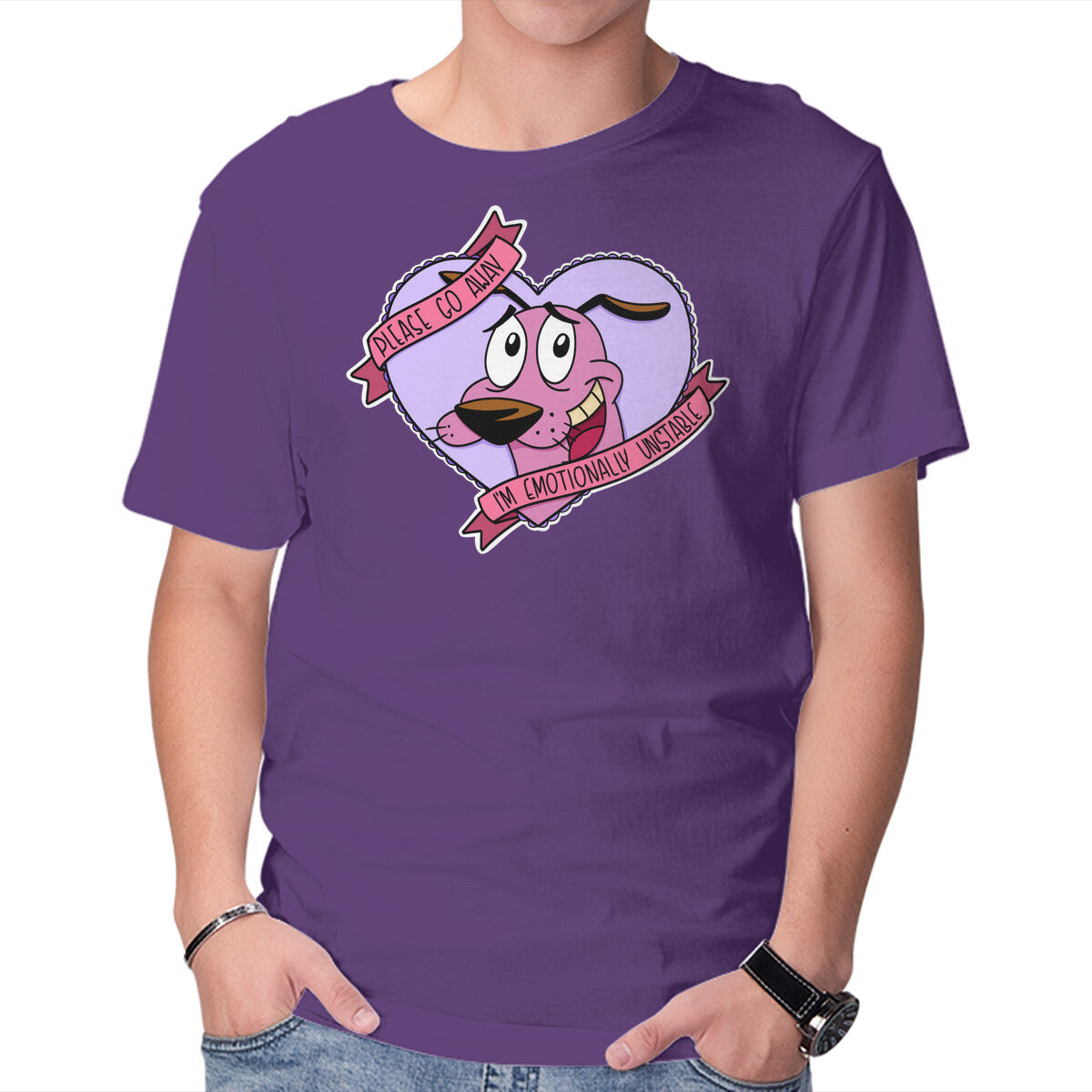 Unisex Crew Neck T-Shirt Please Go Away Graphic Short Sleeve Casual Tee L