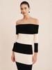 European & American Fashion Striped Off-Shoulder Knit Dress for Women