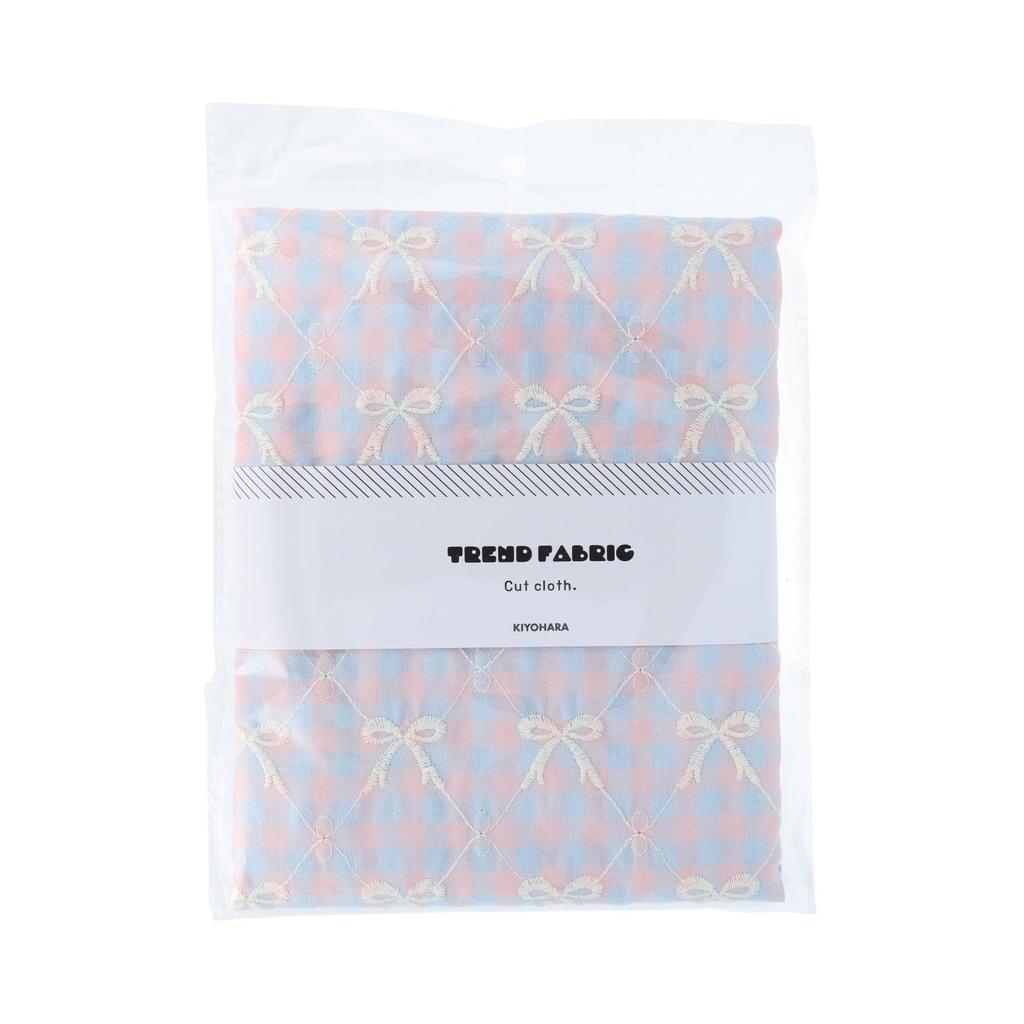 KIYOHARA Trend Colorful Check Ribbon 130cm Wide x 50cm Fabric, Embroidery, Cut, Pink, TF-89C