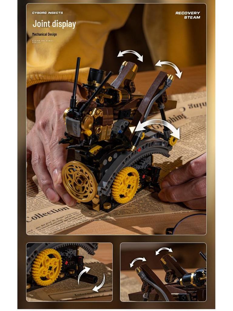 Mechanical Punk Insect Building Blocks Toy (Model JD011-15) - Grasshopper, Beetle, Mantis, Scorpion Assembly Set, Free Shipping