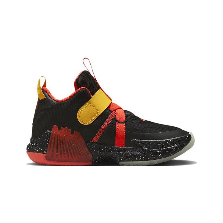 Nike LeBron Witness 7 PS Black Bright Crimson Speckled Kids Sneakers University-Gold Barely-Volt DQ8647-001