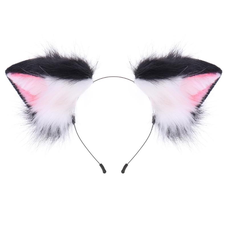Realistic Kitten Ears Hairband Furry Headbands Plush for Coser Role Play and Photography Props