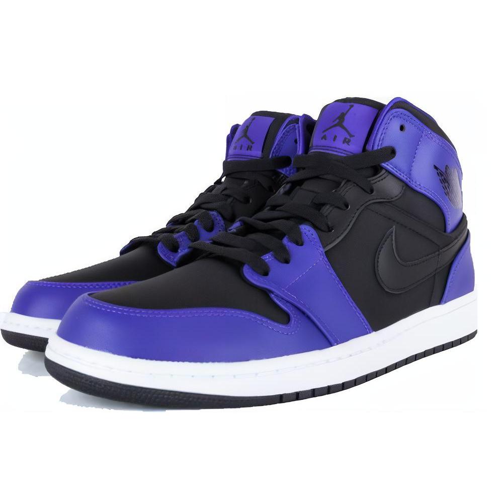 New JORDAN 1 Mid Black Dark Concord 2014 554724-019