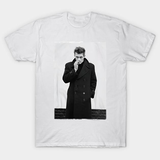 

Men Black Print T-shirt James Dean Vintage No-Cut Transfer Paper Print Cotton Tshirt M