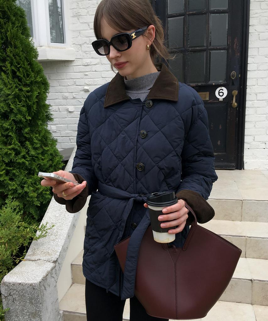 CHERI AUBE Odette Quilted Jacket - Navy