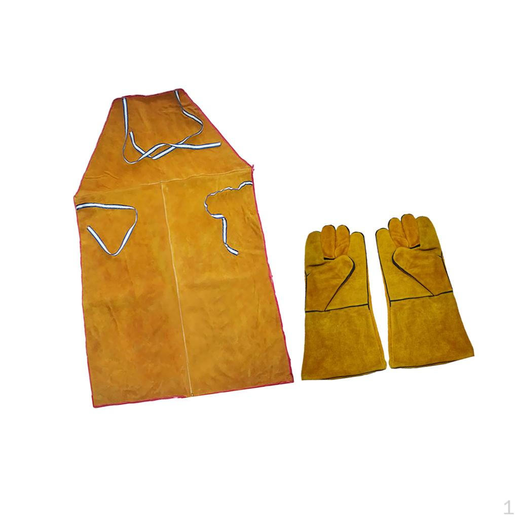 

Желтый сварочный фартук, огнестойкий нагрудник + пара перчаток