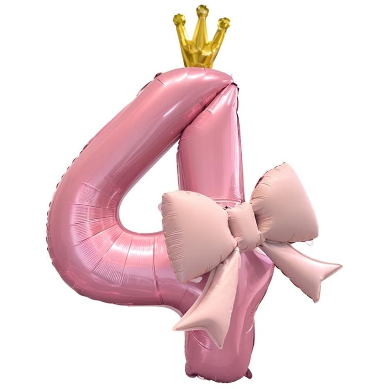 Bowknot Number Shape Balloon Reusable 40Inch Oversize Plastic Balloon For Birthday Wedding Anniversary Party Decoration