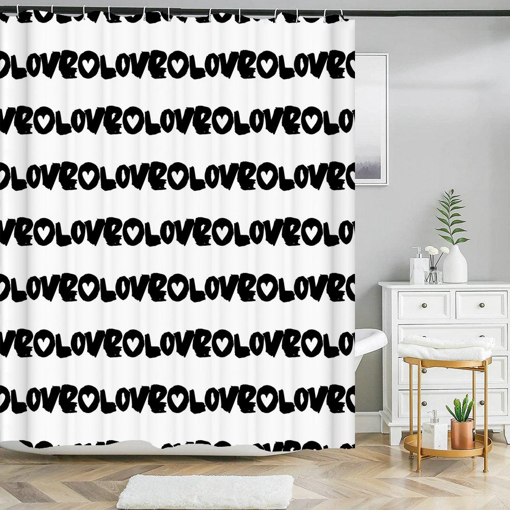 

3D Printing Line Art Pattern Waterproof Bathroom Shower Curtains Black And White Home Decoration Wall Screen Bath Curtains W60H190(CM)-1 Pcs