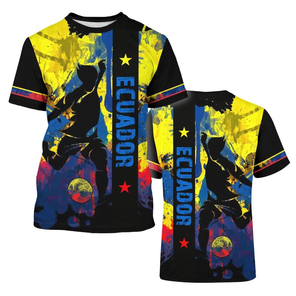 T-shirt da Calcio Traspirante per Sport Estivi da Uomo, Maglietta Casual a Maniche Corte per Allenamento, T-shirt Casual Larga alla Moda Colorata 3D Creativa
