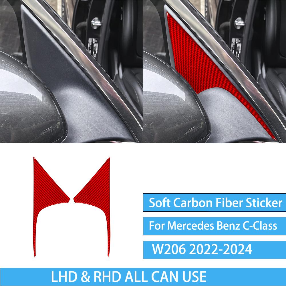 For Mercedes Benz C-Class W206 -2024 Auto Door Trim Seat Adjustment Red Carbon Fiber Decorative Car Accessory Sticker