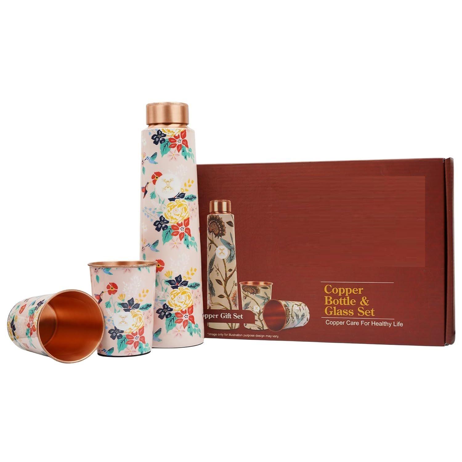 Meena Print Pure Copper Water Bottle | Leak Proof, Durable & Rust Proof | Non-Toxic & BPA Free Bottles