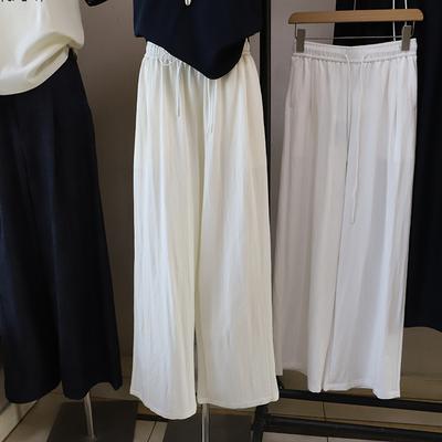 Women's Clothing 2026 Spring/Summer New Lightweight Straight Wide-Leg Pants with Drawstring Casual Trousers