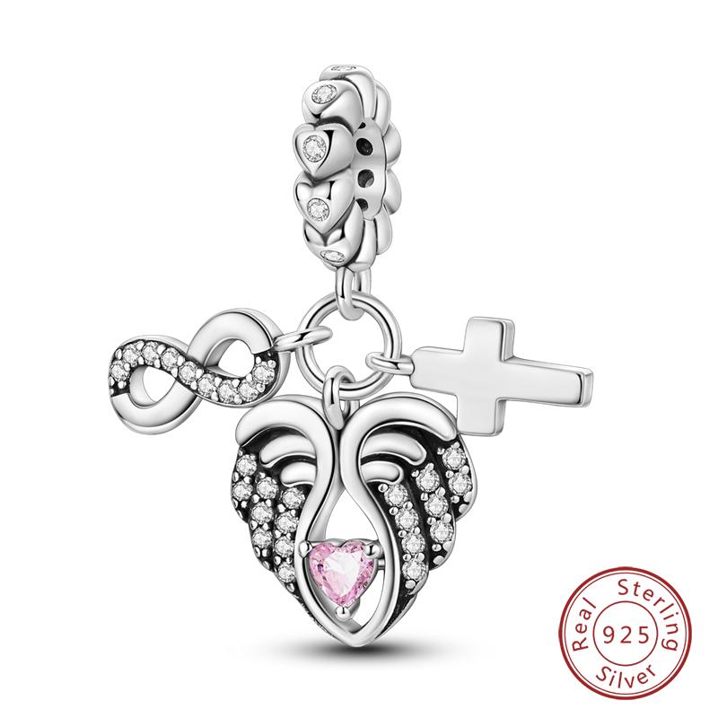 Real Copper Pink Series Heart Charms Beads Fit Qikaola Original Bracelets Diy Mother'S Day Jewelry Gift For Mom