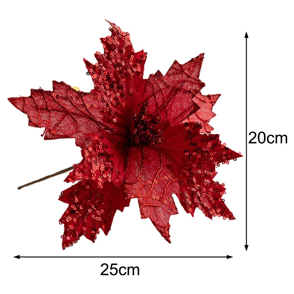 Christmas Poinsettia Flower 25cm Size Joyful Atmosphere Festive Occasions