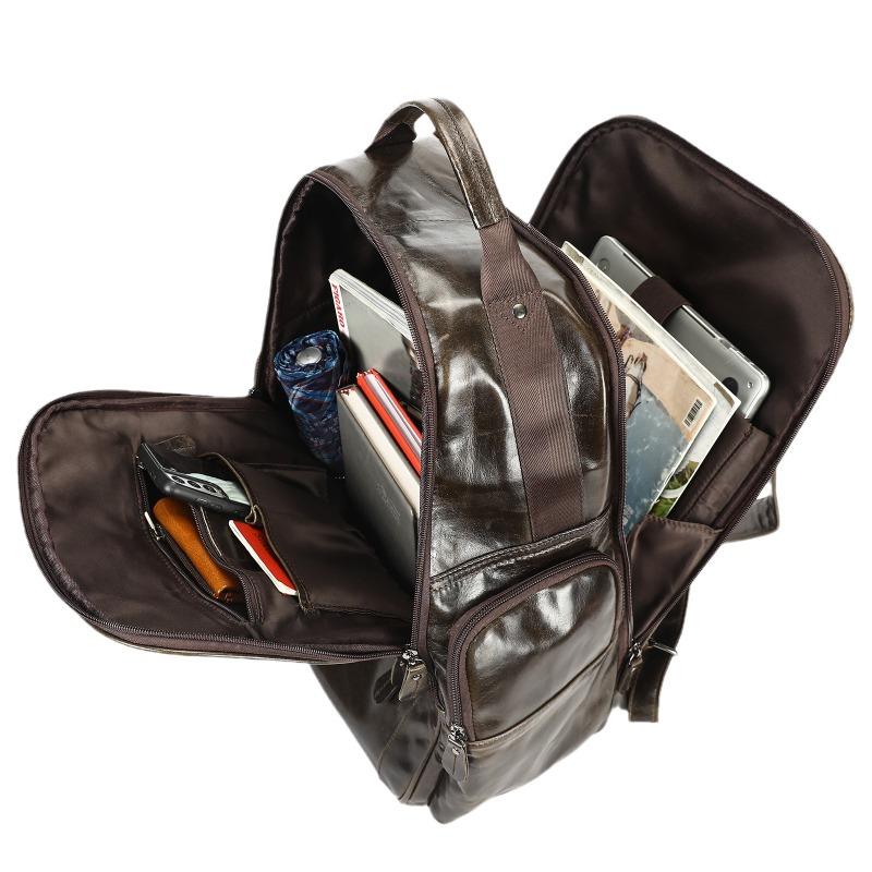 Genuine Leather Premium Layer Cowhide Men's Business Travel Leisure Backpack Computer Bag