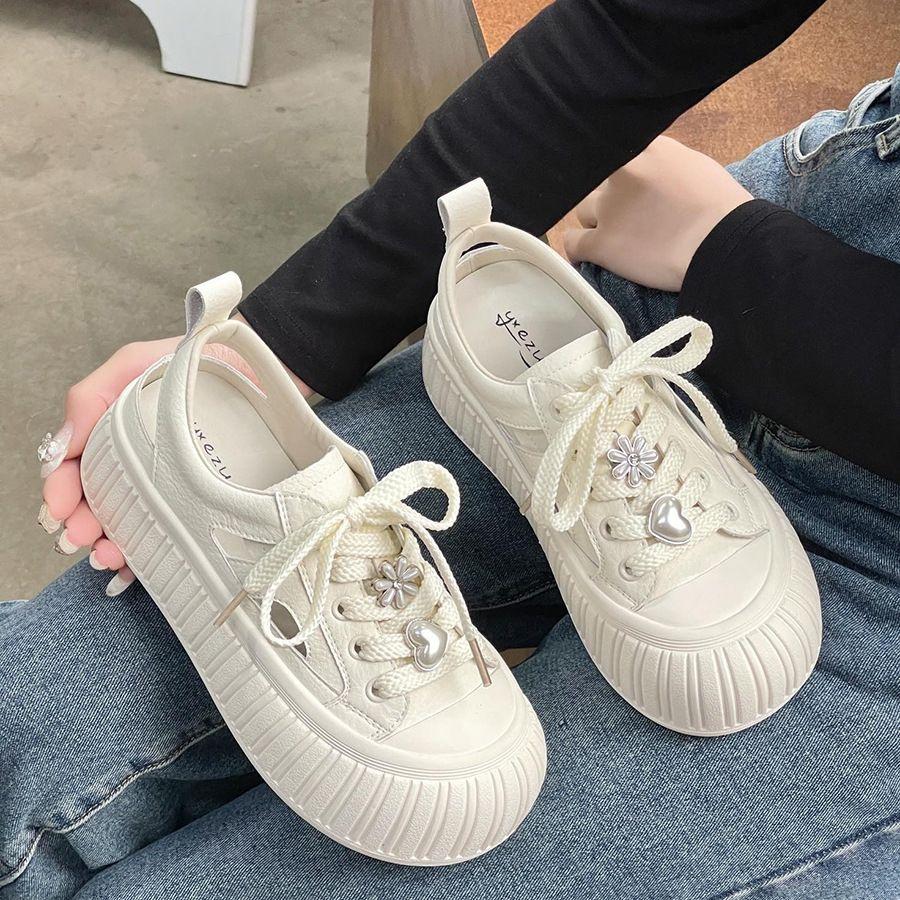 Ladies Footwear High On Platform Summer Women's Shoes Round Toe Fashion 2025 Quality Vulcanized Shoe Korean New Offers Stylish